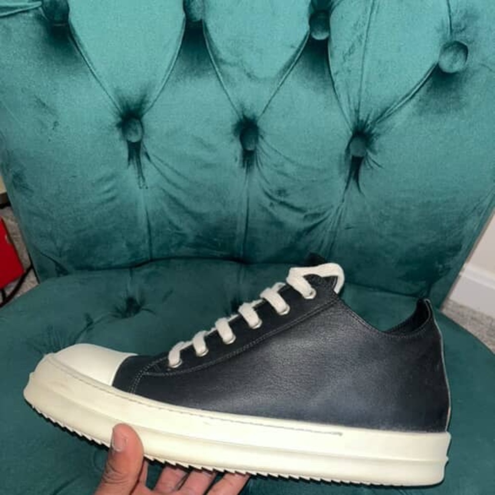Rick Owens Black and White Leather Sneakers